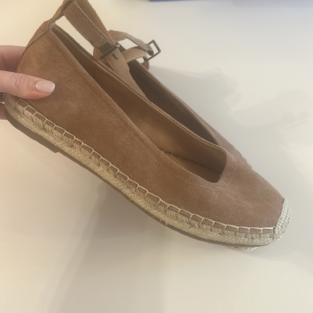 Crown Vintage Brown White Leather Round Cap Toe Espadrille Flats Size 10 - Picture 4 of 8